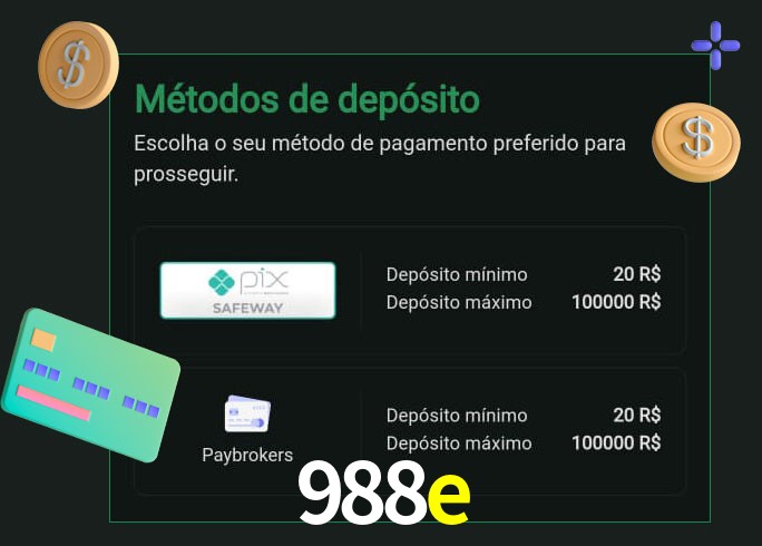 O cassino 988e oferece uma grande variedade de métodos de pagamento